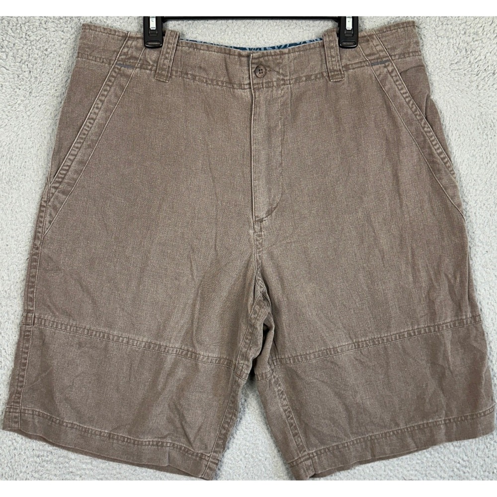 Life Is Good Shorts Mens XL Brown Canvas Chino Flat Front Casual Outdoor Pockets
